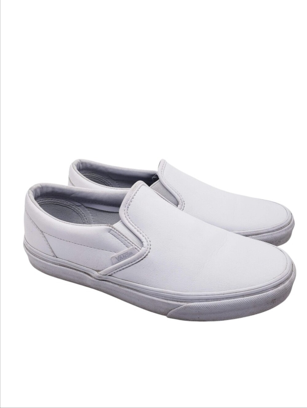 Vans White Leather Classic Slip On Sneakers Women's Size 7.5 Men's 6